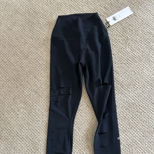 black ripped alo leggings
